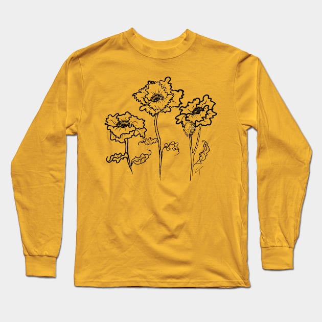 Poppies 1 Long Sleeve T-Shirt by CarolineTaylorArt